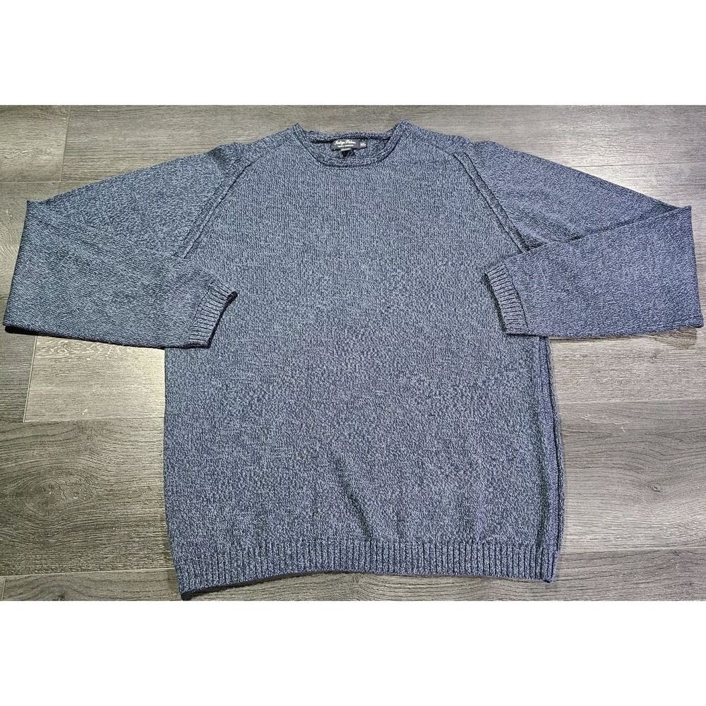 Indigo Palms Knit Sweater Men XL Blue Linen Blend Resort Beach‎ Preppy Crewneck